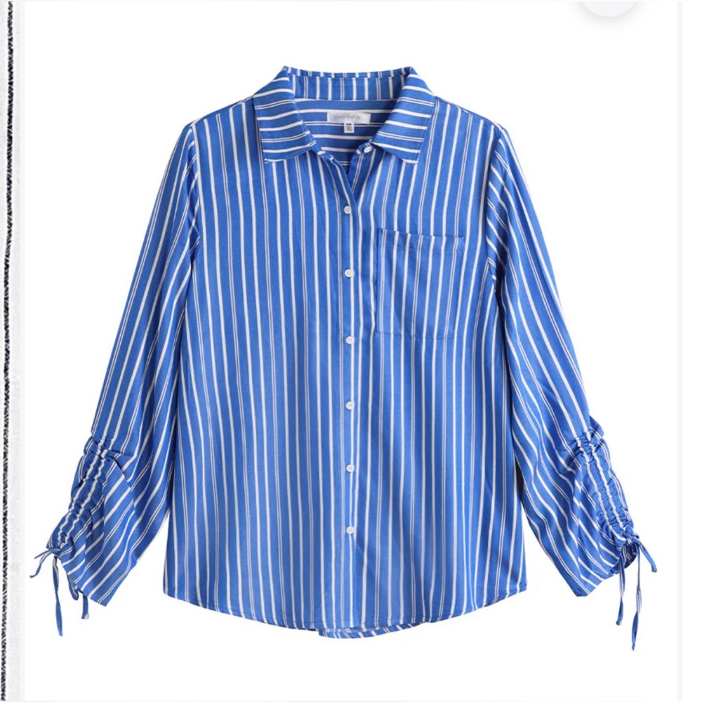 Ruched Button Down Shirt - Picture 4 of 4